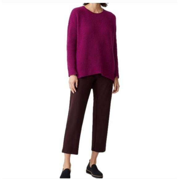 EILEEN FISHER Women's Recycled Cashmere Wool Sweater XS Jam Oversized Heavy - Picture 2 of 14